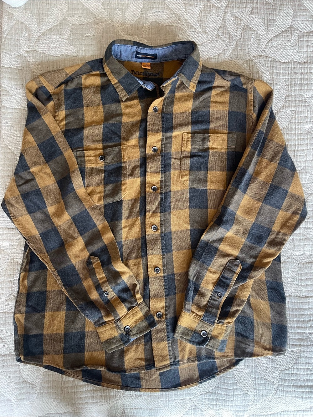 Tailor Vintage Men's Plaid Button-Down Shirt - Mustard & Black